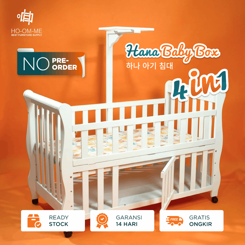 Hana Baby Box | Tempat Tidur Bayi | Bayi Box | Keranjang Bayi | Baby Box Kayu | Include matras dan k