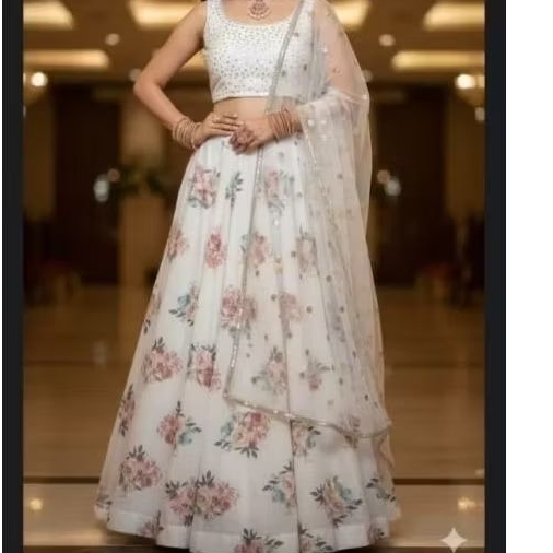 lehenga white putih kaca kaca PL Ld 110