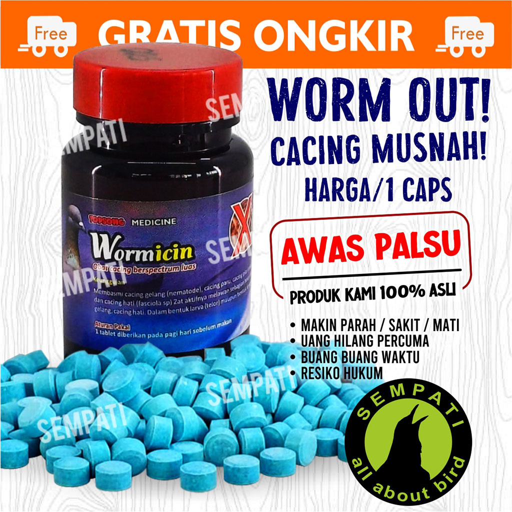 SEMPATI WORMICIN TOP SONG TOPSONG OBAT CACING MERPATI PIL KAPSUL OBAT BURUNG MERPATI BALAP CACINGAN 