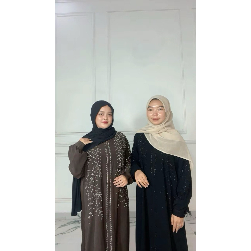 Abaya Maria Gamis Jetblack Hitam Mewah Murah Maxy Dress Dubai Pakaian Wanita Muslimah Turkey Fashion