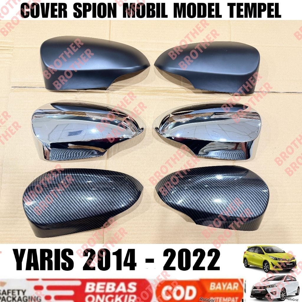 Cover Spion New Yaris 2014 2017 2018 2020 2022 2023 UP TRD GR SPORT Hitam Chrome - Carbon