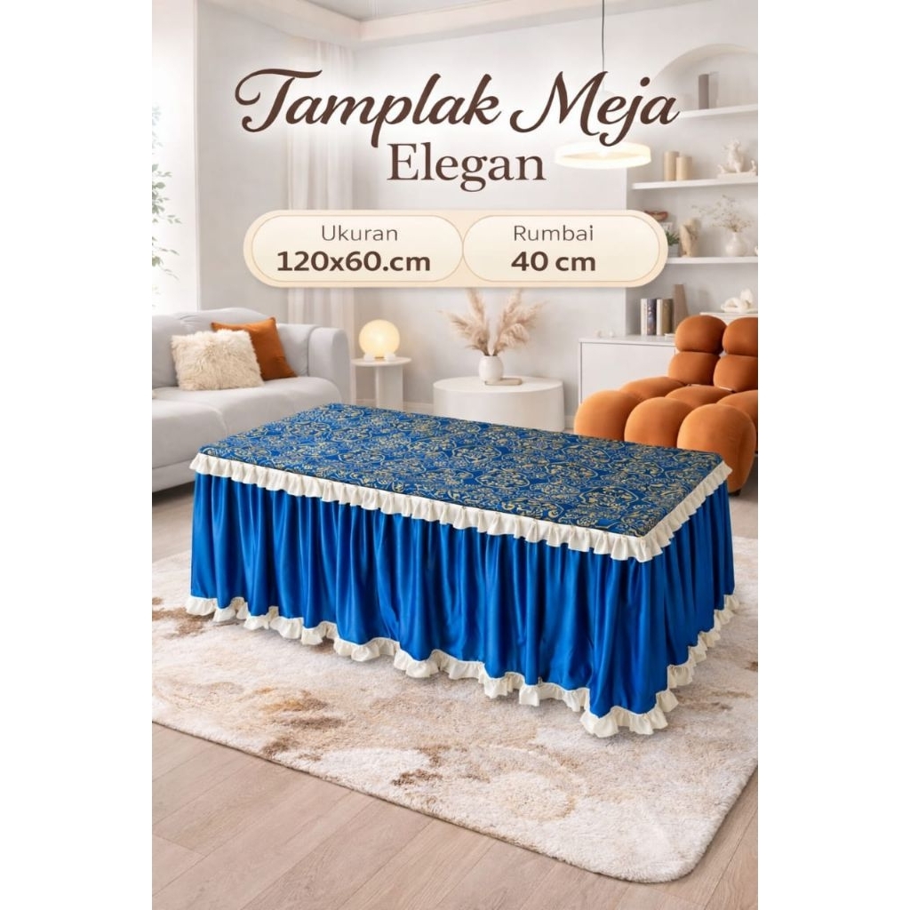 Taplak Meja Tamu Rumbai CostumUkuran 120x60x40 bahan kain Jok Premium anti kusut dan awet