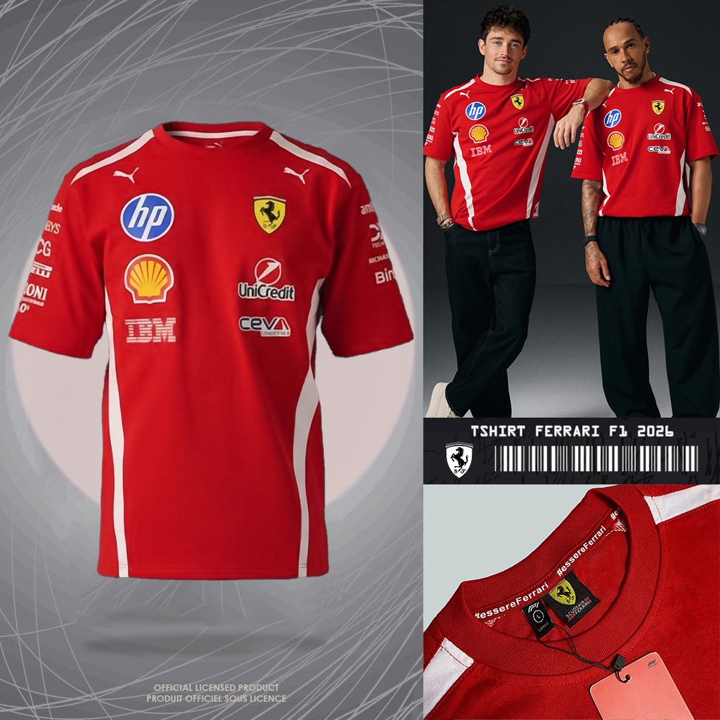 TSHIRT SCUDERIA FERRARI OFFICIAL 2026 GRADE ORIGINAL KAOS FERRARI f1 PREMIUM BAJU PRIA TANGAN PENDEK