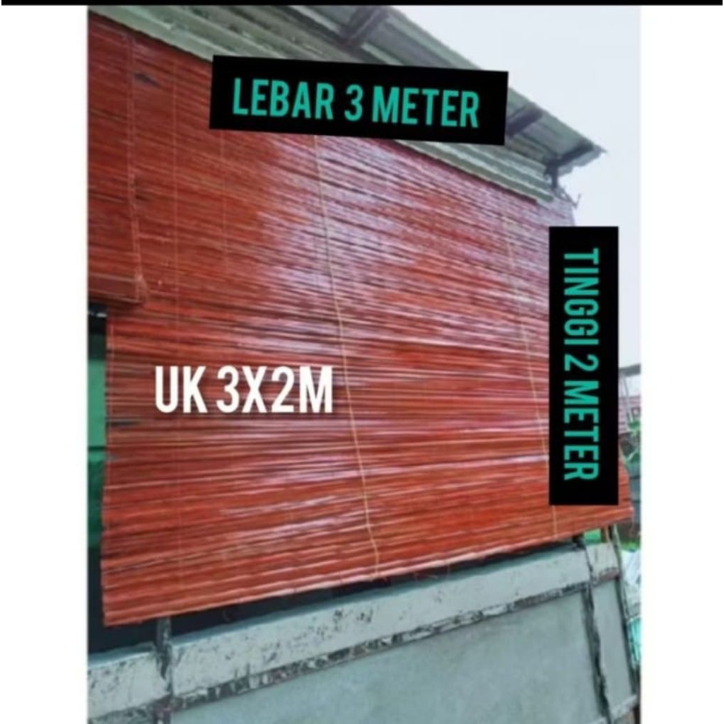 tirai krey bambu murah 3m x 2m dll gratis tali katrol
