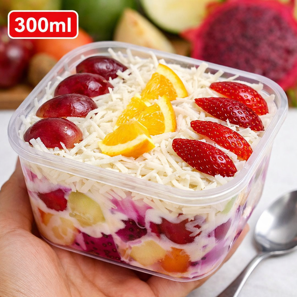 Salad Buah Rivekitchin 300ml Creamy Premium | Fresh Fruit + Keju | Dessert Segar