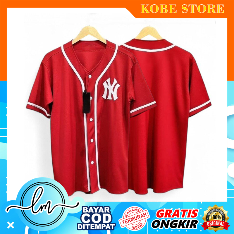 JERSEY BASEBALL NY MERAH MAROON PRIA WANITA