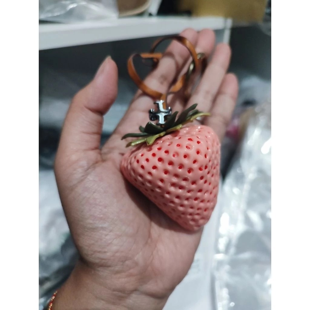 TB 1:1 - Gantungan kunci / tas Strawberry (PINK PEACH) / FASHION