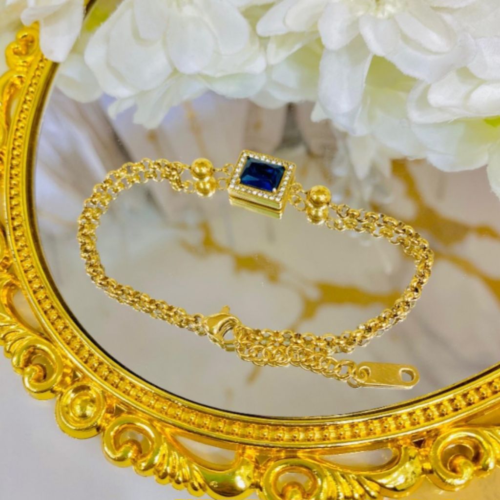 gelang rantai blu safir bahan titanium