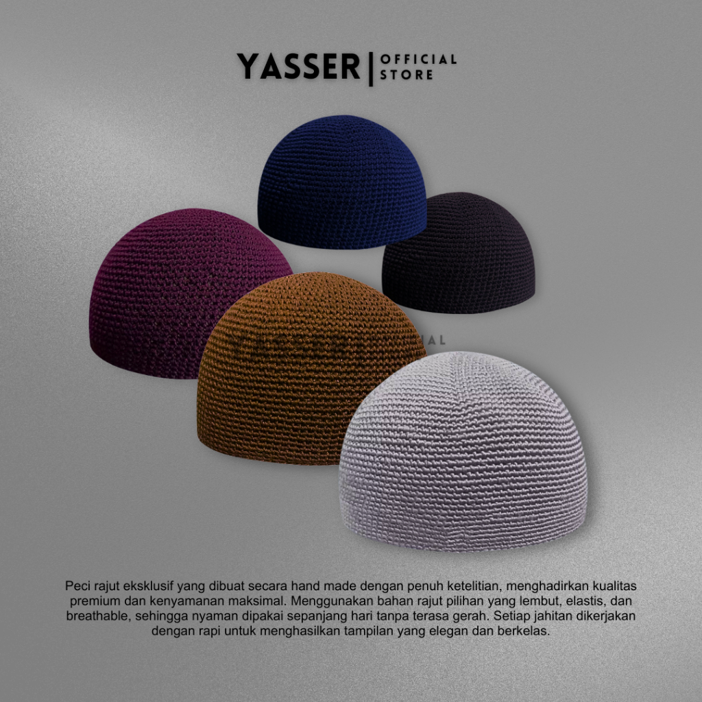 YASSER - PECI RAJUT TEBAL PREMIUM KOPIAH RAJUT KOPYAH RAJUT YAMAN DEWASA