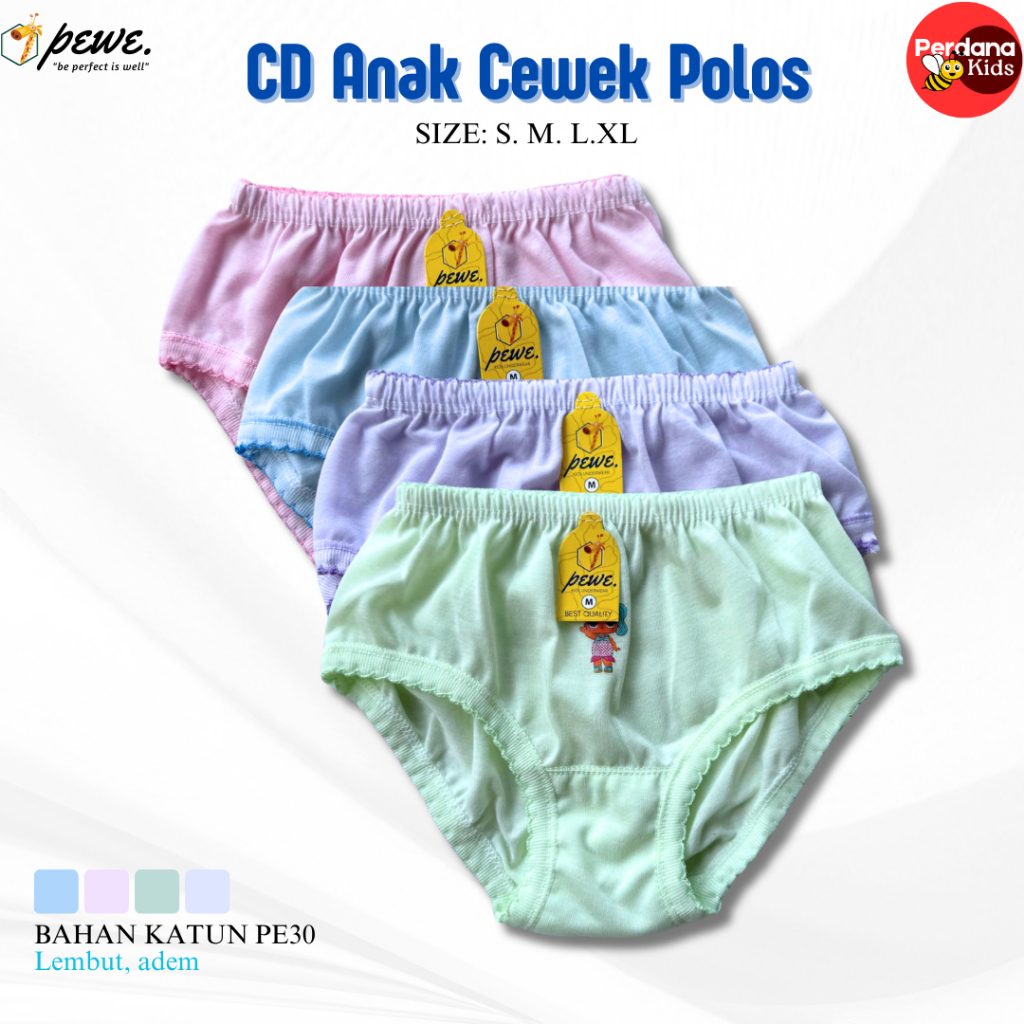 6 Pcs Celana Dalam Anak Perempuan 5-7 Tahun | CD Anak Cewek Katun Tebal Adem | Cangcut Anak Motif Po