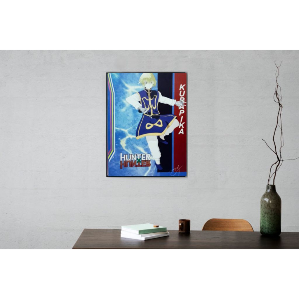 Poster Anime Fan Art Frame Kayu 40x30cm | Lukisan Dinding Anime Manga | Hiasan Dinding Estetik | Han