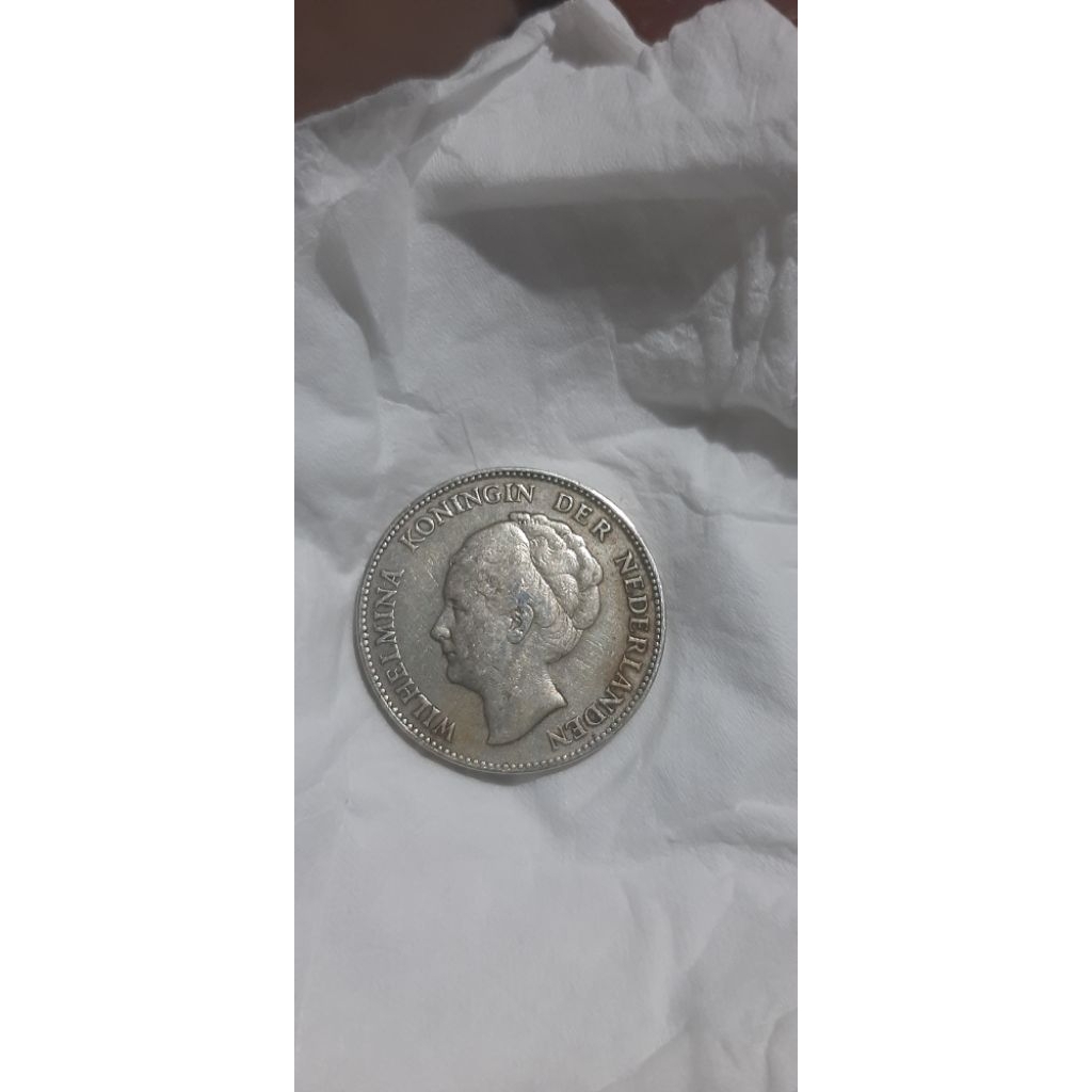 Koin wilhelmina koningin 1 golden asli