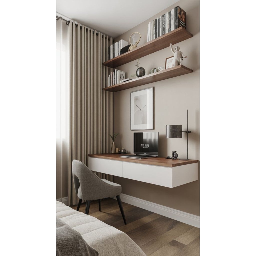 Meja kerja/Meja belajar gantung minimalis (Free 2 rak ambalan atas meja)