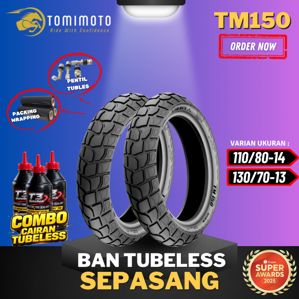[SEPASANG MURAH] BAN TOMIMOTO RING 13 TM150 / BAN TOMIMOTO ON/OFF ROAD (110/80-14 / 130/70-13) / BAN