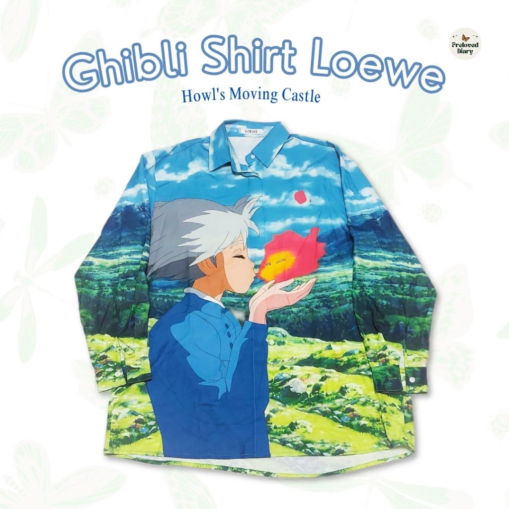 LOEWE X Ghibli Studio Calcifer Shirt Kemeja Howl's Moving Castle