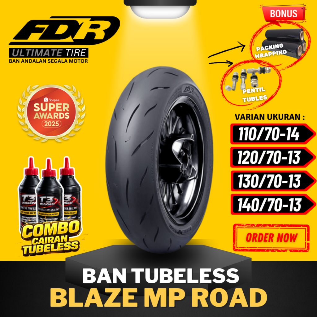 [PAKET SEPASANG MURAH] BAN FDR TUBELESS BLAZE MP ROAD RING 13 / BAN LUAR BLAZE MP ROAD ( 110/70-14 /