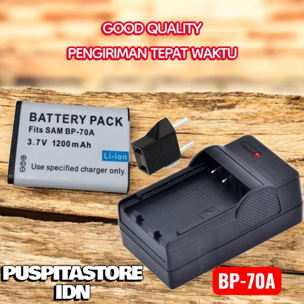 Charger & Baterai Digicam Samsung BP-70A AQ100 DV150F MV800 TL105 TL110 TL125 TL205 - BP70A Batre Ca