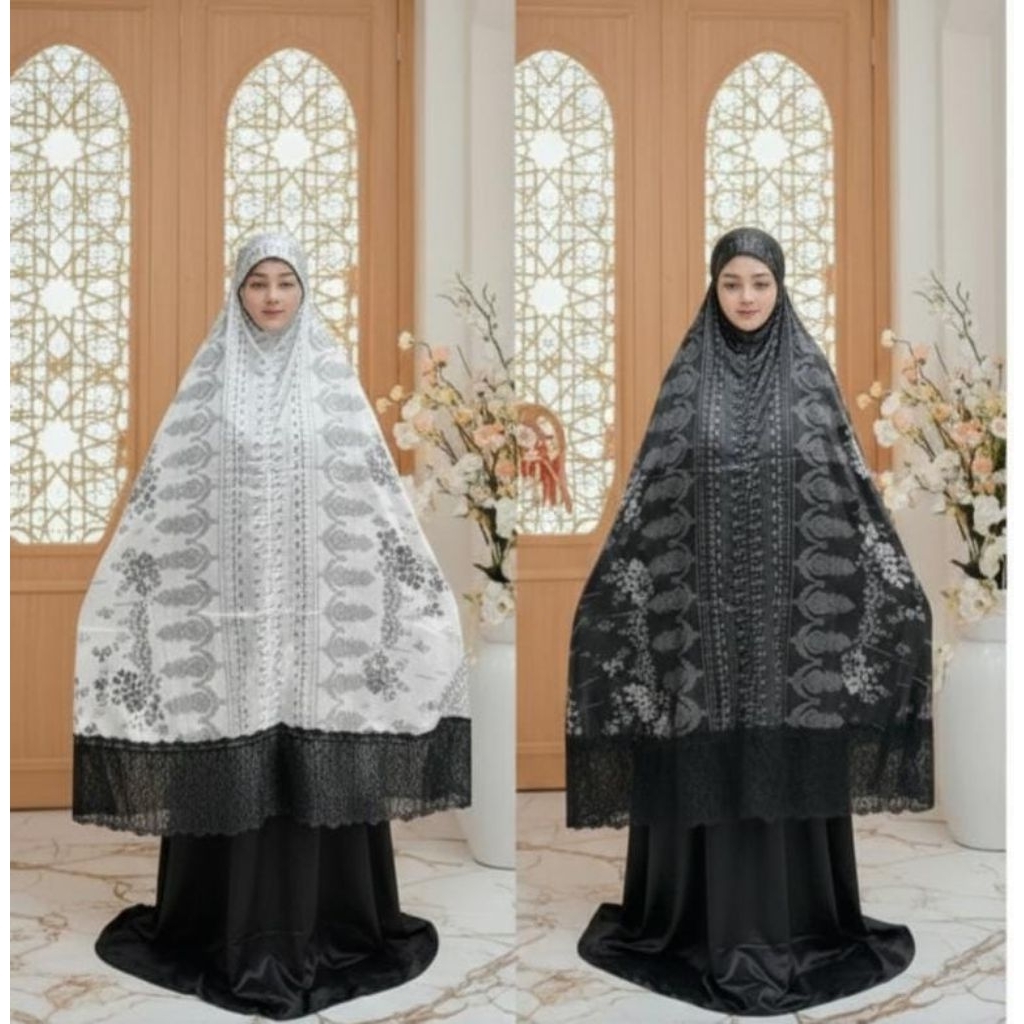MUKENA SILK  JUMBO CANTIK MEWAH / MUKENA LEBARAN HAJI UMROH TAS TRAVELING MUTIARA