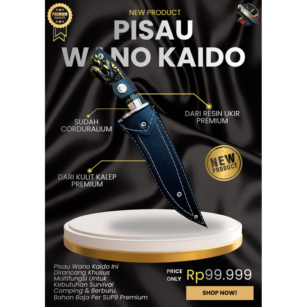 [BILAH_PISAU] PISAU SURVIVAL WANO KAIDO PISAU BAJA SUPER TAJAM Bahan Baja Per SUP9 Asli Original