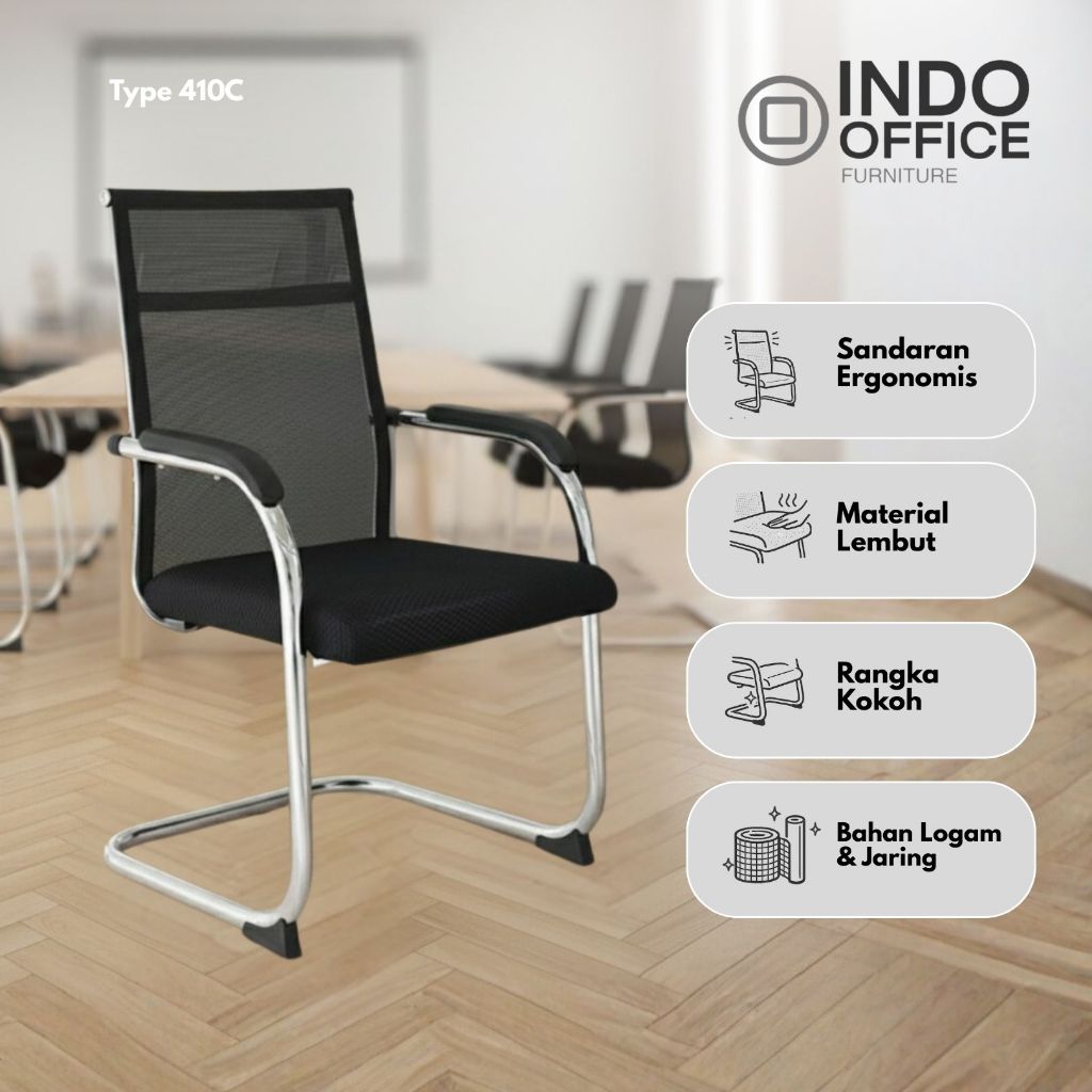 Kursi Kantor Hadap Fixed Tanpa Roda Rangka Besi Kuat Kursi Visitor Ruang Meeting
