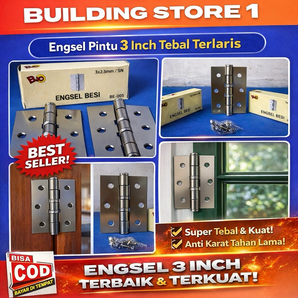 Engsel 3 inch Jendela Tebal