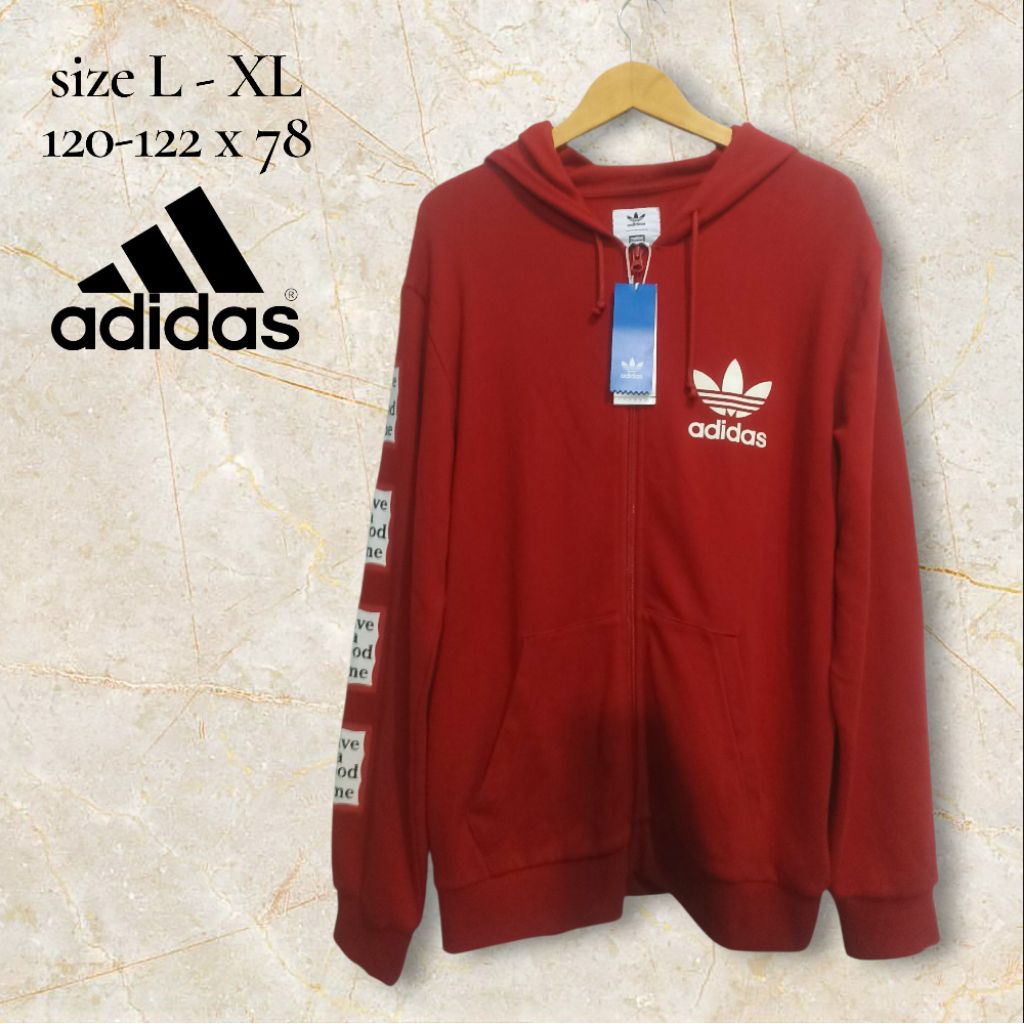 hoodie zipper adidas x hagt merah sz XL BNWT