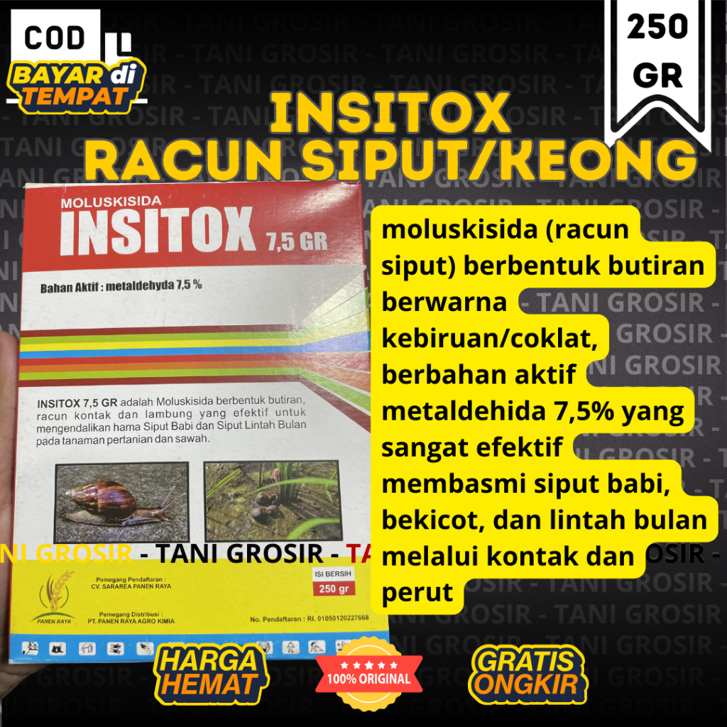 Insitox Racun Keong Sawah Ampuh 7,5 GR Tertinggi 250 GRM Seperti Toxiput