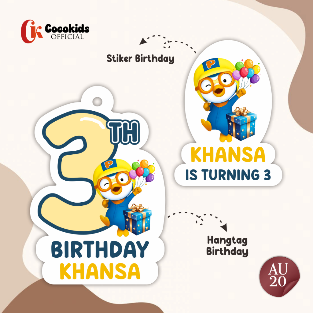 HANG TAG DAN STIKER ULANG TAHUN ANAK / LABEL TAG ULANG TAHUN 1 SET COCOKIDS