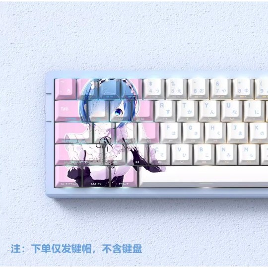 Keycaps PBT Double Shot Shine Through Sideprint Re:Zero Anime REM Cherry Profile