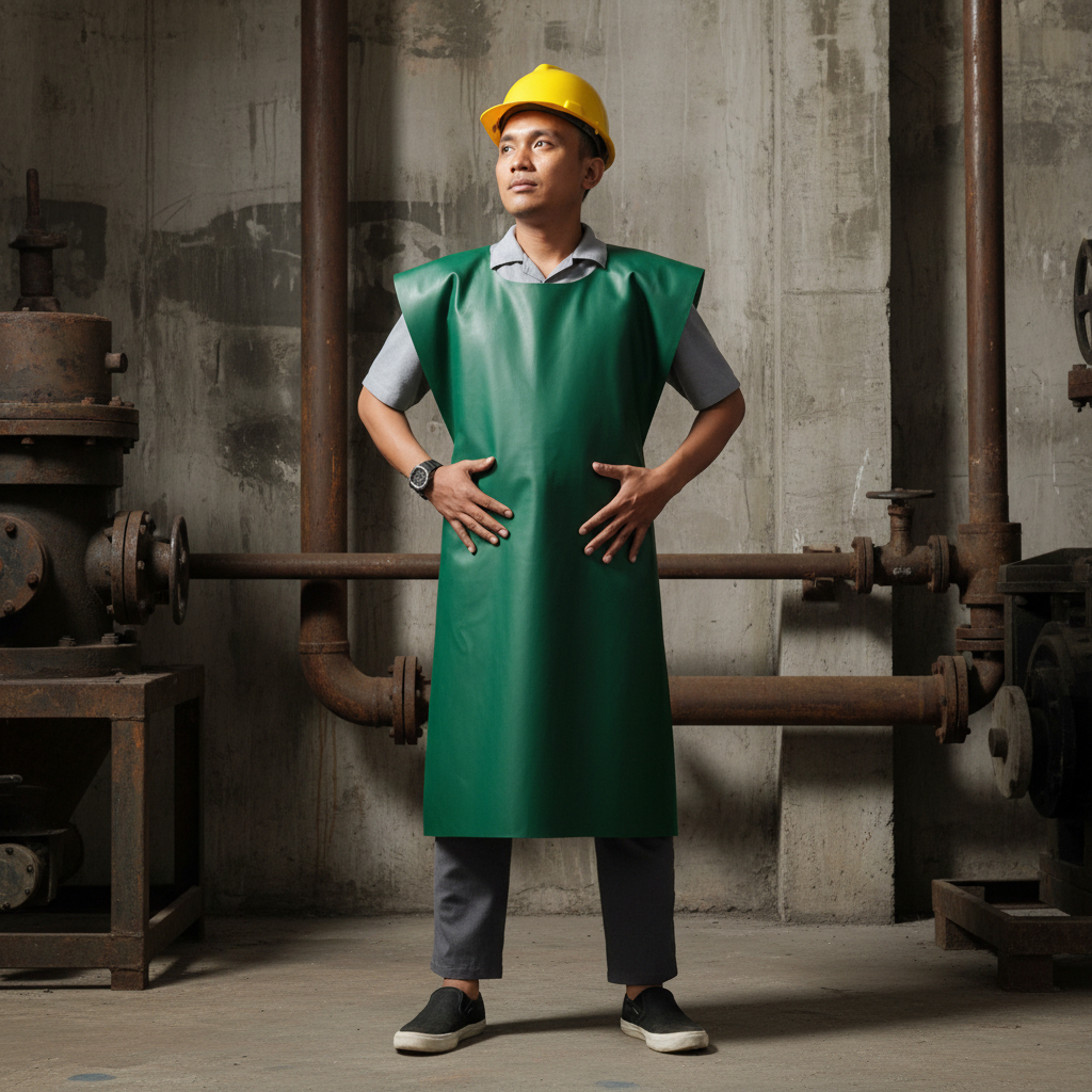 Apron Ponco Hijau K3 PVC Medis Pabrik Celemek anti air anti minyak Sprayer Pertanian Perkebunan