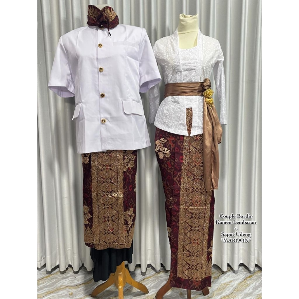 Set Couple Bordir Benang Premium Gold(Saput Udeng+Kamen)