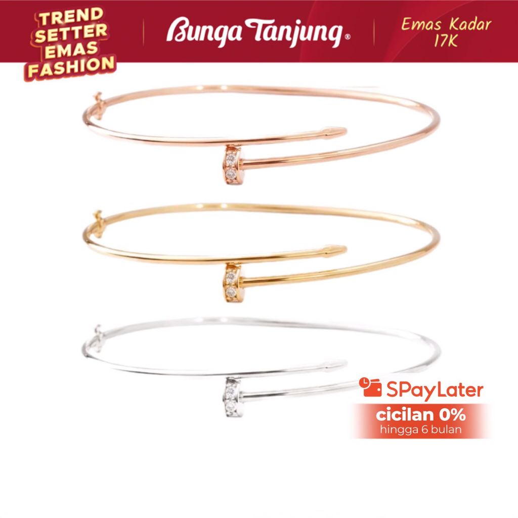 GELANG PAKU BERAT RINGAN - EMAS 17K - BUNGA TANJUNG GOLD