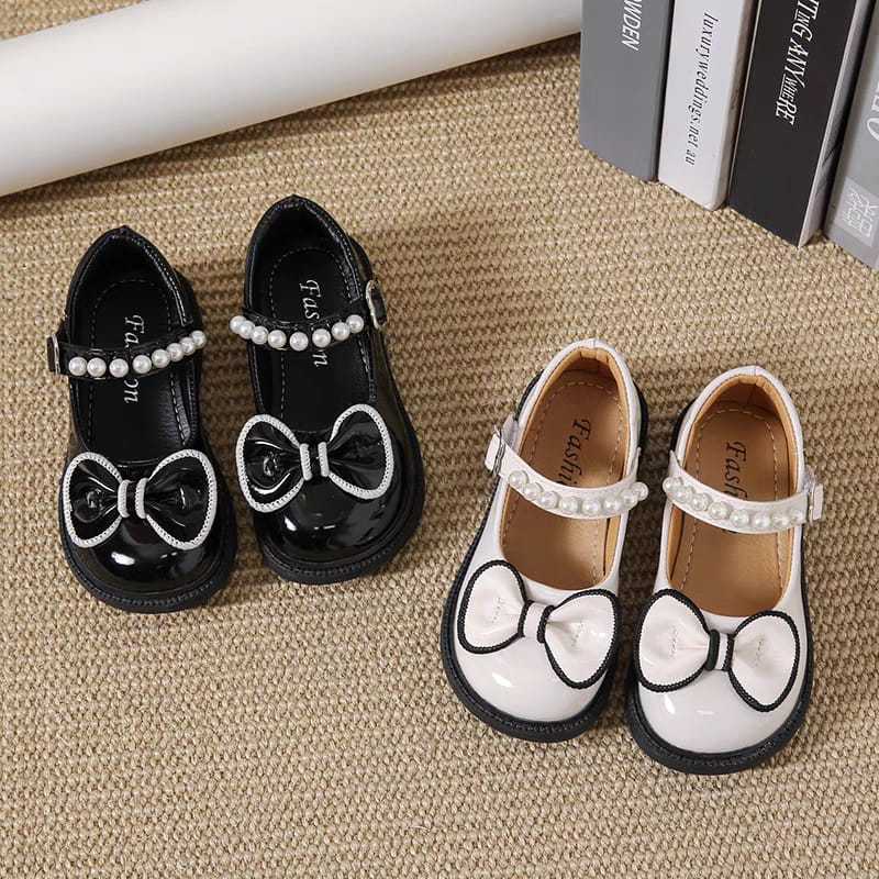 ALVIRA SHOES Sepatu Ddoc Mart Anak Perempuan Bahan Sintetis Variasi Pita Tali Slide Mutiara Cutee DN
