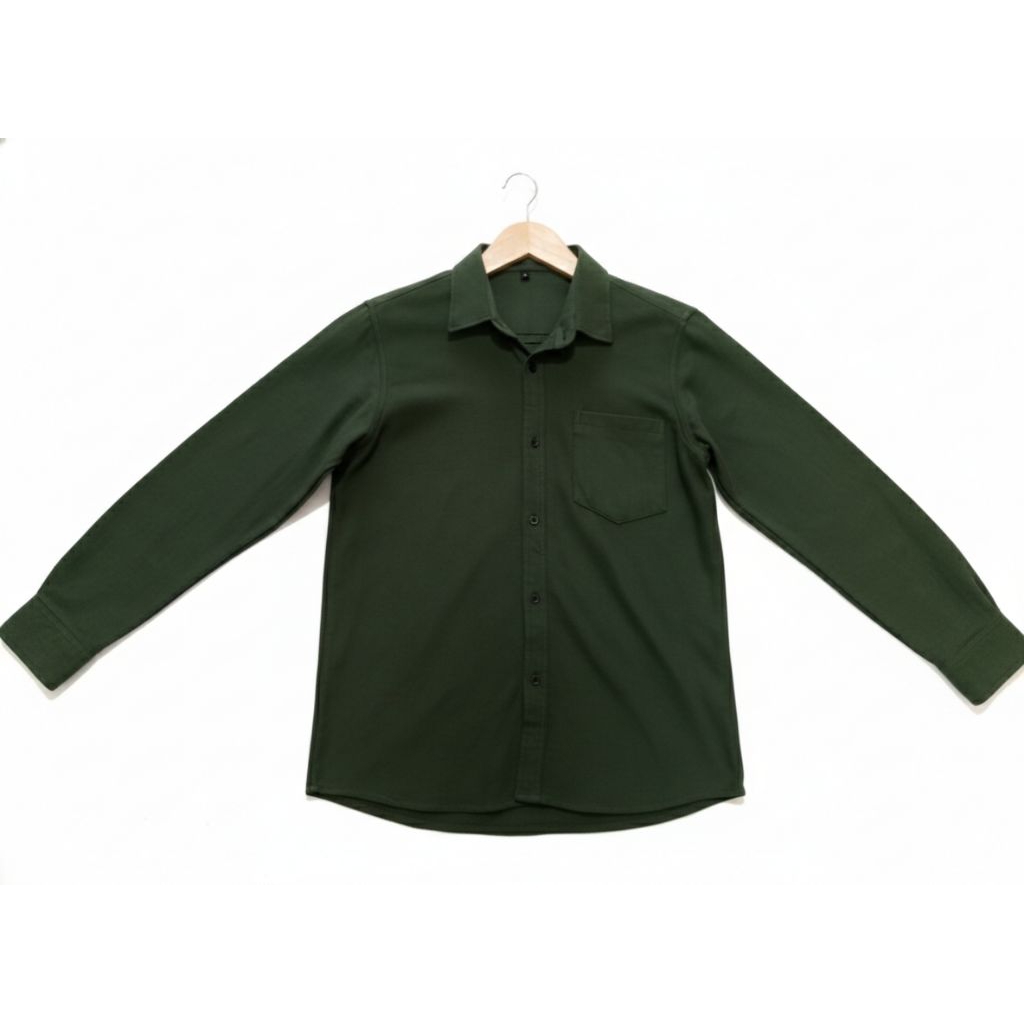 DGNT Baju Kemeja Casual Lengan Panjang Pria Wanita_Army