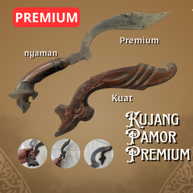 TERLARIS Kujang Motif Pamor PREMIUM Ukiran Nusantara Gagang Macan 40Cm