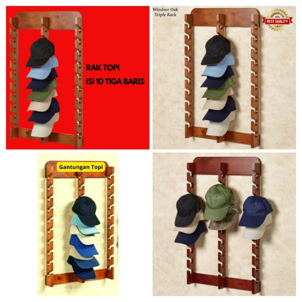Rak Topi kayu/Hanger/display topi/gantungan topi/rak topi