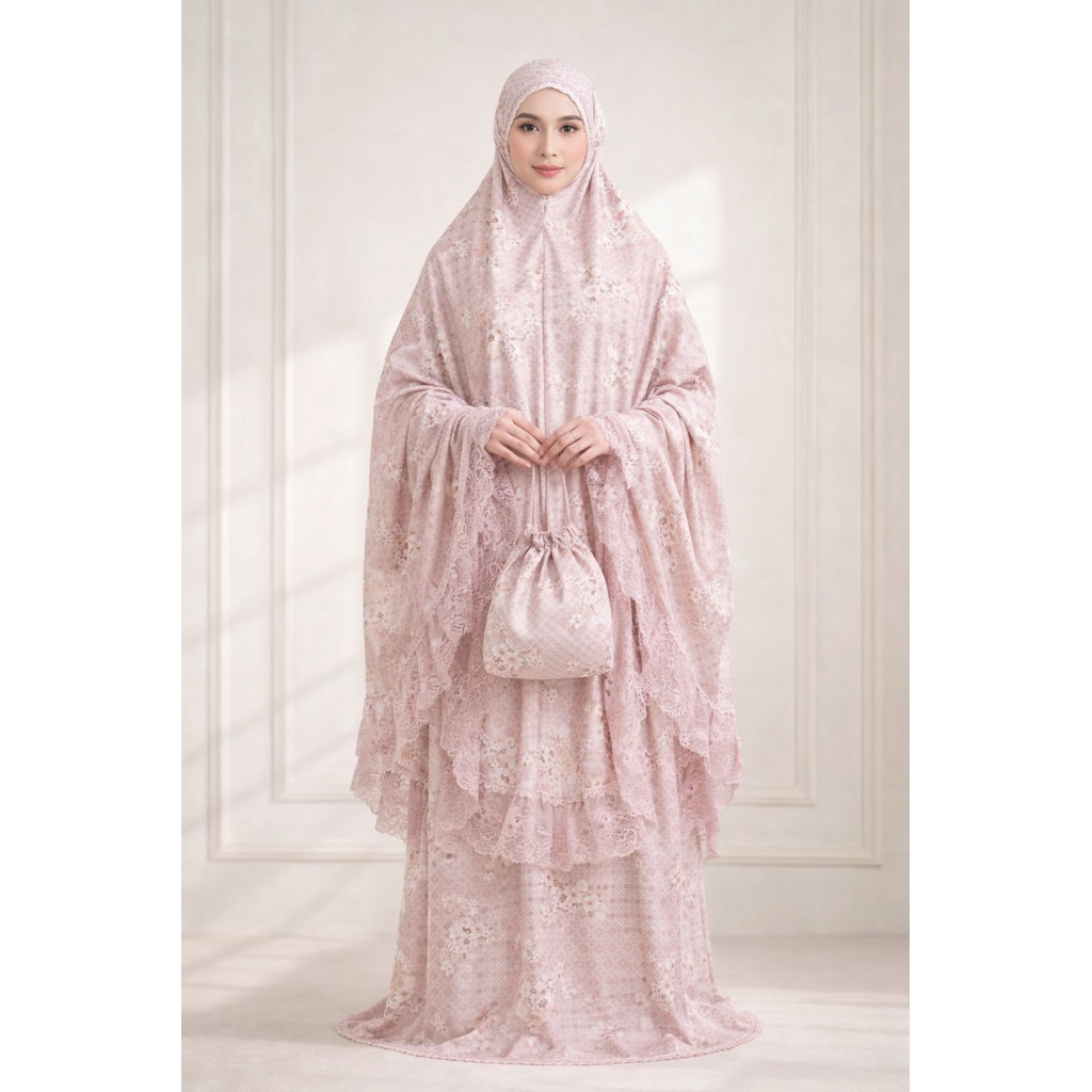 Mukenah armani tingkat premium | Mukenah silk renda premium | Mukenah silk renda tingkat premium | M