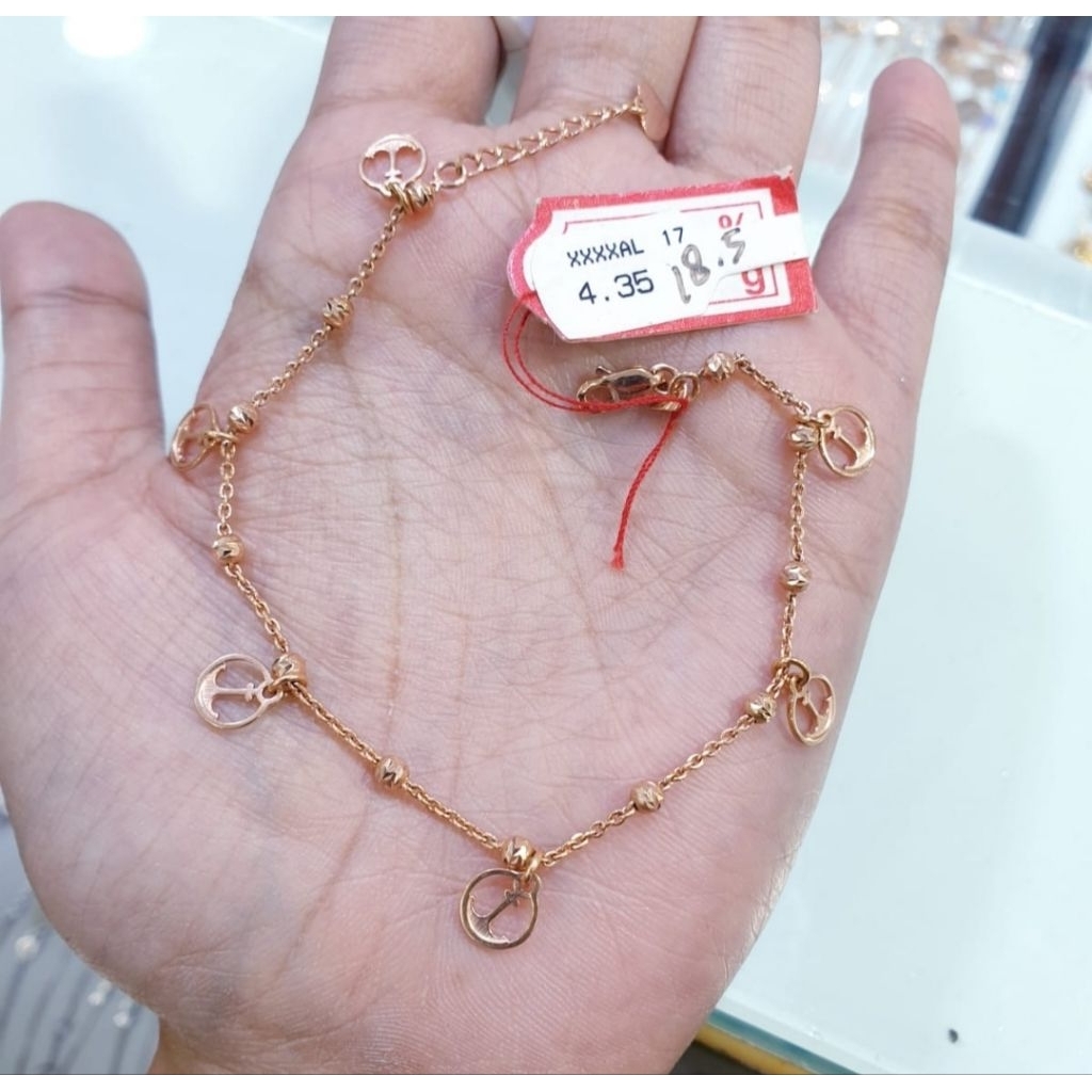 Gelang rantai emas 75 jangkar rose