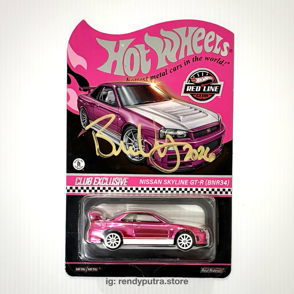 Hot Wheels RLC Nissan Skyline GT-R (BNR34) Pink Sign Mr. Brendon Vetuskey (Hot Wheels Designer) Incl