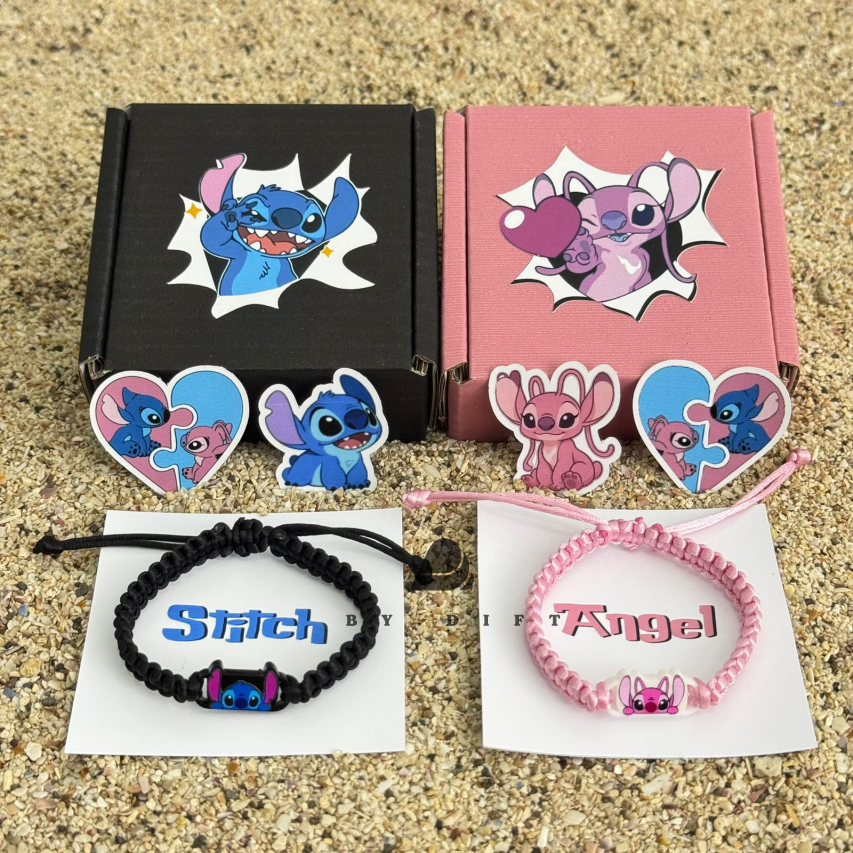 Gelang Couple Stitch & Angel Adjustable free Sticker & Box
