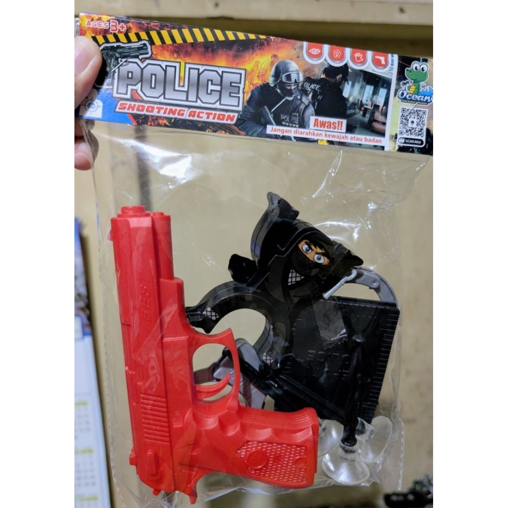 Pistol Polisi Battle Mainan Edukatif Anak Pistolan peluru karet nempel Besar Ada Borgol Tembak Actio