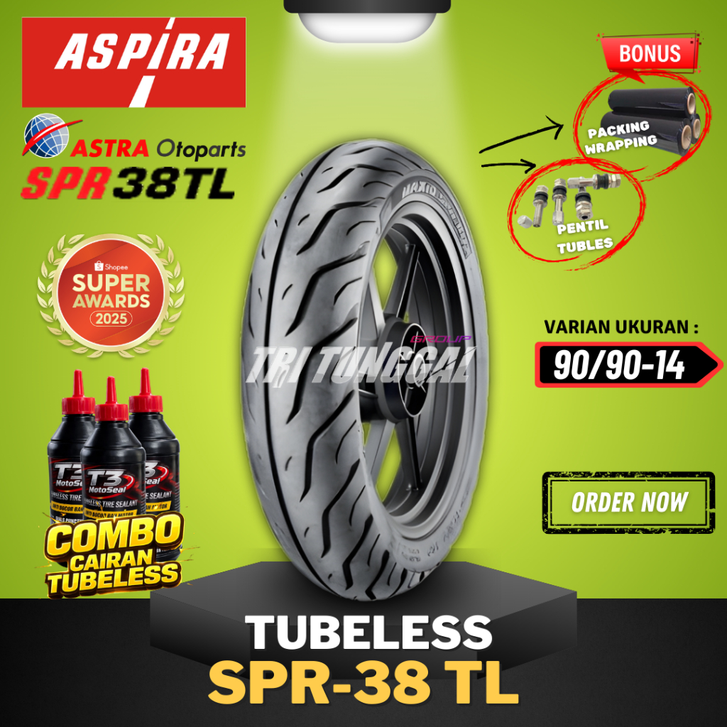 [READY COD] BAN ASPIRA TUBELESS / BAN TUBLES ASPIRA MAXIO SPR38 TL 90/90-14 / BAN LUAR ASPIRA RING 1