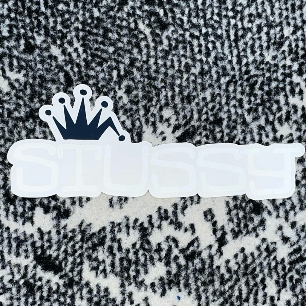 STUSSY 80S 90S LOGO STICKER WHITE