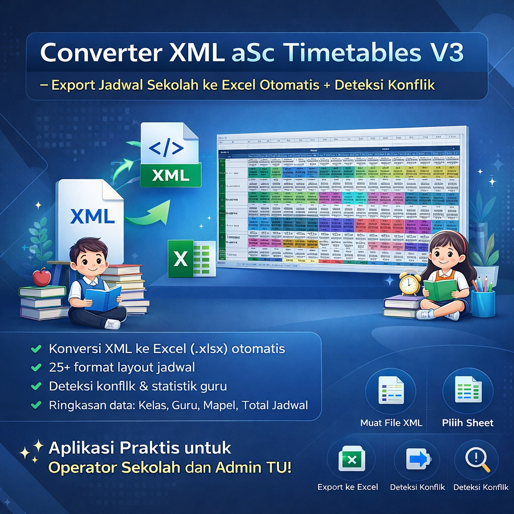 Software Converter XML aSc Timetables V3 – Export Jadwal Sekolah ke Excel Otomatis + Deteksi Konflik