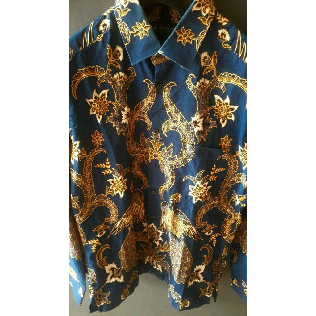 batik alisan size 15.5 biru emas