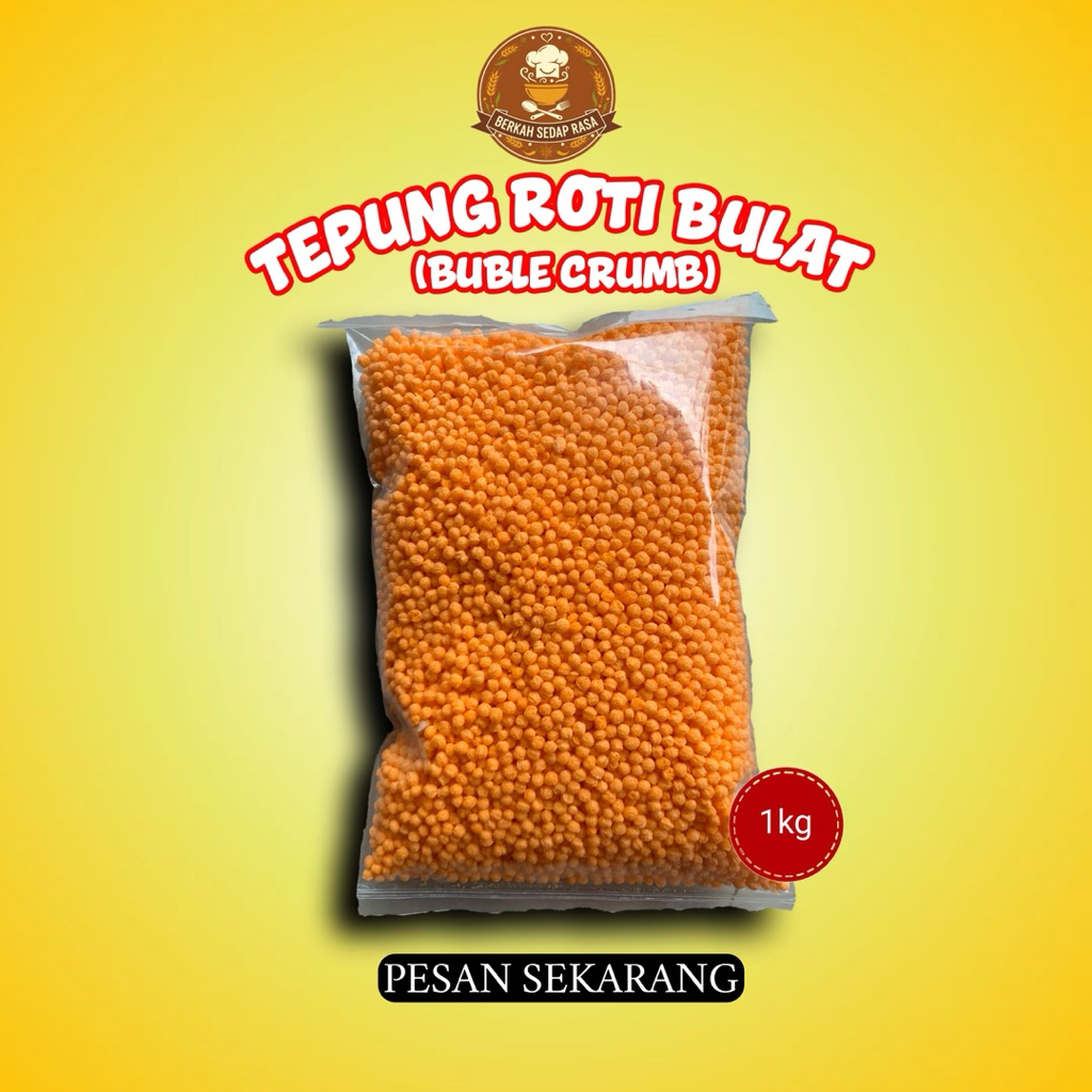 Tepung Roti Bulat Bubble Crumbs Crispy Nugget 1kg - Garing, Halal, Warna Orange