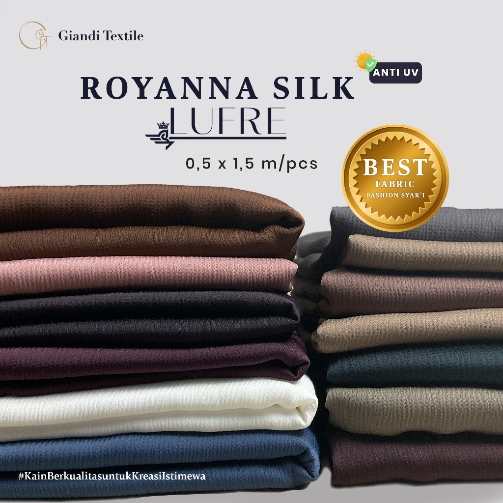 Kain Abaya Royanna Silk Lufre Anti-UV 0,5 Kain Wrinkle Elegant Ukuran  0,5 Meter