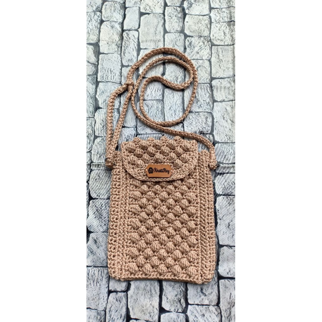 bobble bag tas rajut popcorn tas hp rajut minibag tas rajut lucu