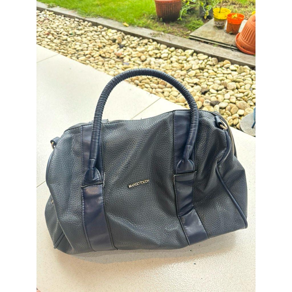 Tas Mango Touch Original Navy Bowler Bag Handbag Wanita Classic Structured Preloved Good Condition