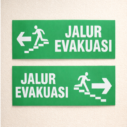 Stiker Jalur Evakuasi Tangga | Jalur Evakuasi Tangga Kanan Kiri | Sticker Jalur Evakuasi